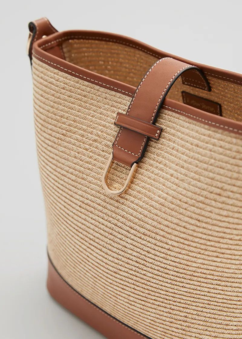 Leather Trimmed Straw Bucket Bag | & Other Stories US