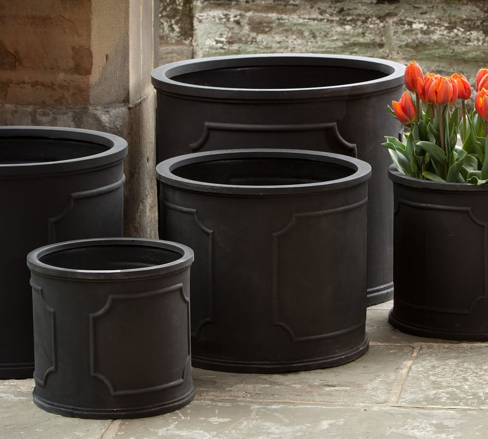 Birmingham Round Planter, Large, Black | Pottery Barn (US)