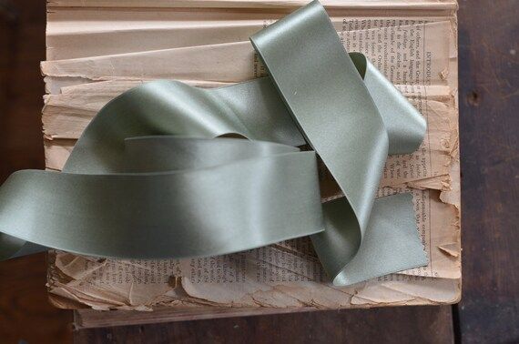 dusty sage green silk satin ribbon | Etsy (US)
