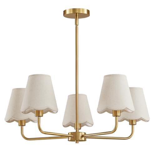 KAISITE Modern Gold Chandelier 5-Light Farmhouse Chandelier for Dining Room Industrial Dining Kitchen Light Fixture Over Table Ceiling Chandelier for Bedroom Living Room Foyer Entryway | Amazon (US)