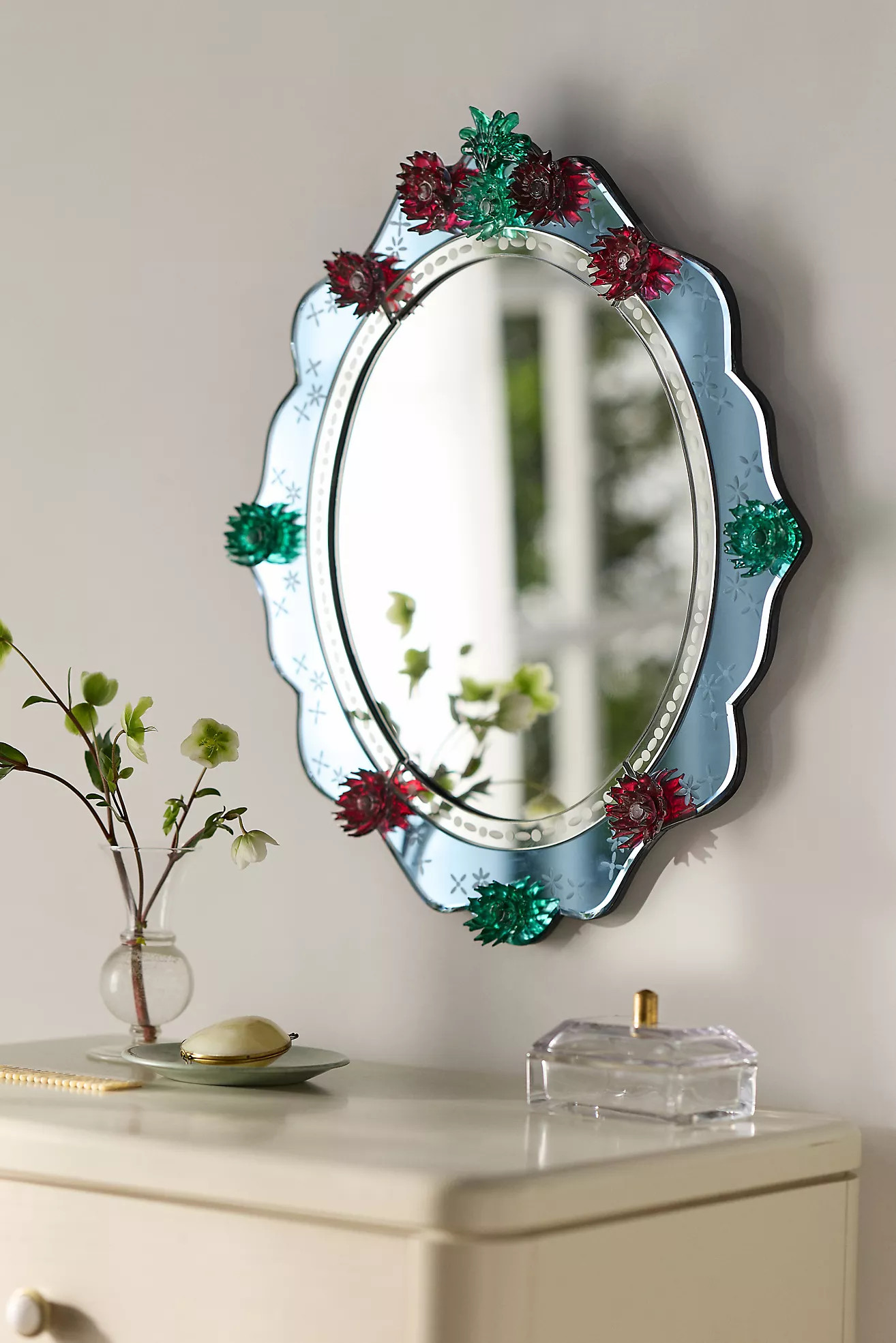 Philomena Venetian Floral Oval Wall Mirror | Anthropologie (US)