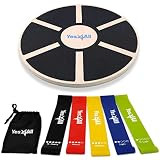 Yes4All Combo Wooden Wobble Balance Board & Loop Resistance Bands, Special Combo Balance Board for P | Amazon (US)