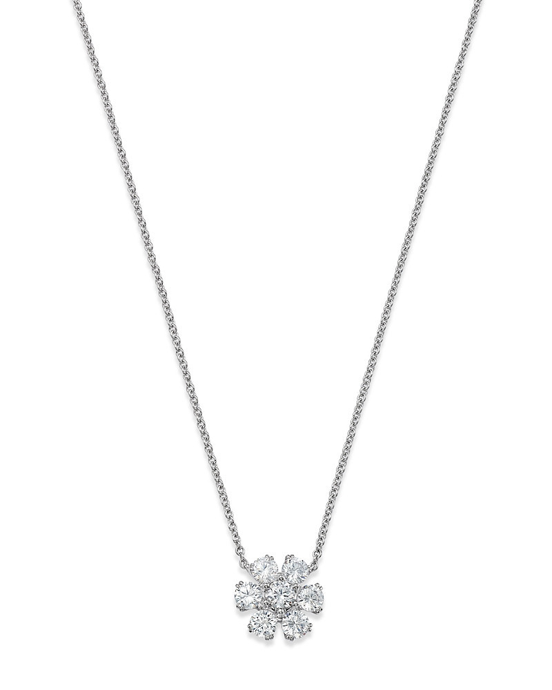 Bloomingdale's Fine Collection Certified Diamond Flower Pendant Necklace in 14K White Gold featuring diamonds with the DeBeers Code of Origin, 0.75 tcw | Bloomingdale's (US)
