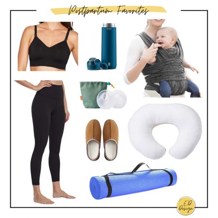 These are a few of the favorite postpartum must-haves. The leggings are so forgiving postpartum (and work as maternity leggings too!). Also you must have a baby carrier and if you’re breast feeding the boppy pillow, nursing bra, water bottle, and milk collectors are a must  

#LTKbaby