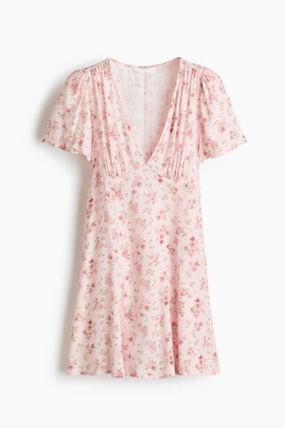 H & M - Viscose Dress with Flared Skirt - Light Pink/Floral | H&M (US + CA)