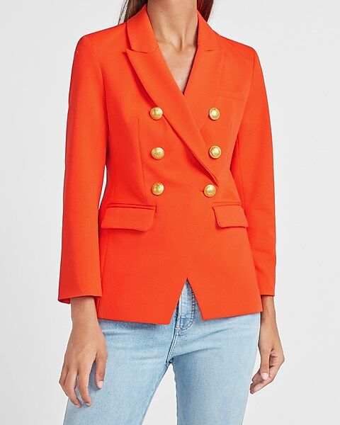 Double Breasted Button Front Blazer | Express