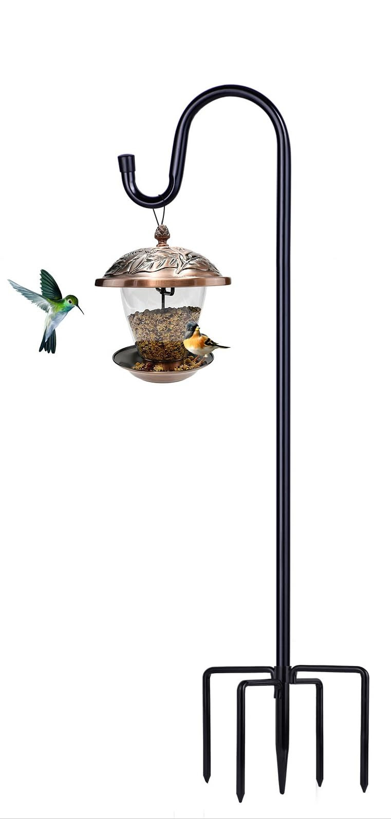 Shepherd Hooks for Outdoor, 1 Pack 62 Inch Bird Feeder Pole with 5 Prongs Base for Hanging Lanter... | Amazon (US)