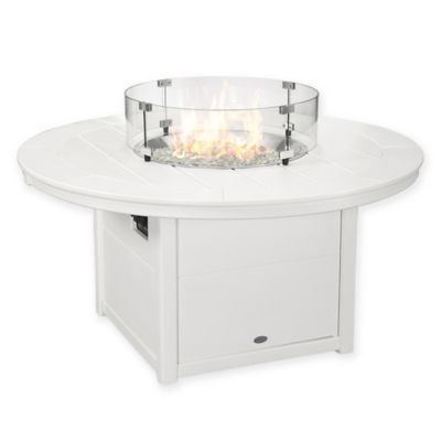 POLYWOOD® Round 48-Inch Propane Fire Pit Table in White | Bed Bath & Beyond