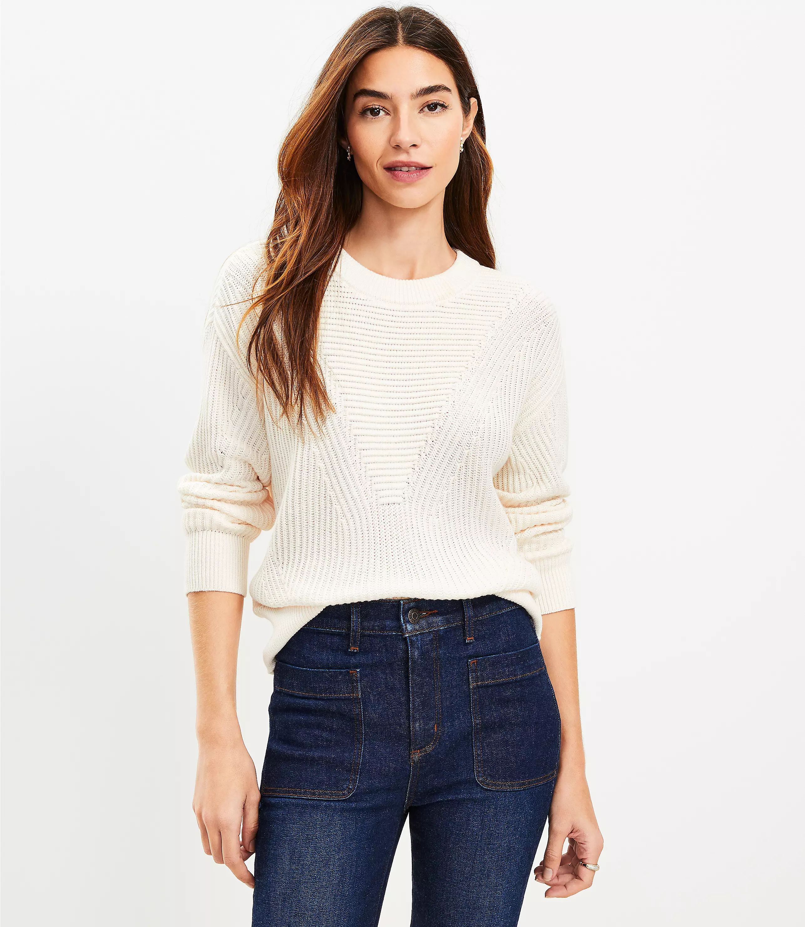 Mixed Ribbed Sweater | LOFT