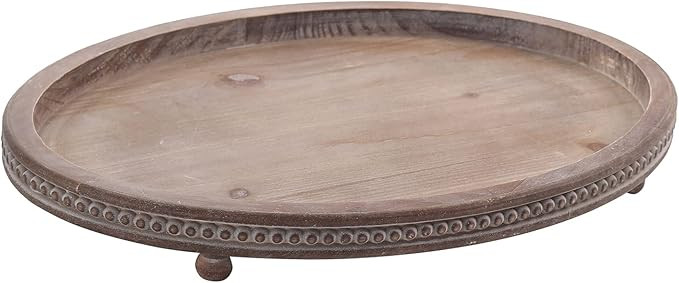 Decorative Tray, Oval Wooden Tray for Coffee Table Decor Kitchen Dinning Table Entryway, Small Be... | Amazon (US)