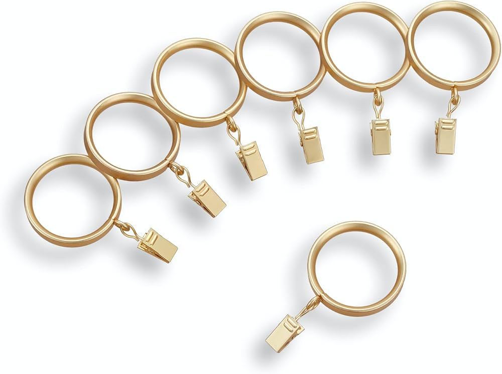 MODE Premium Collection Flat Steel Curtain Clip Rings, Set of 14 Curtain Rings with Clips, Rings ... | Amazon (US)
