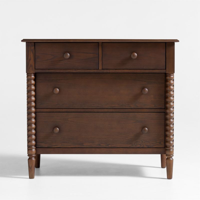 Jenny Lind Deep Brown Wood Narrow 4-Drawer Kids Dresser + Reviews | Crate & Kids | Crate & Barrel