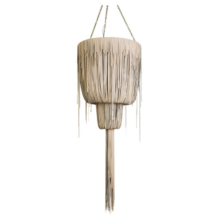 Chandelier - Leather Urchin Medium Double-Ball in Cream-Stone | 1stDibs