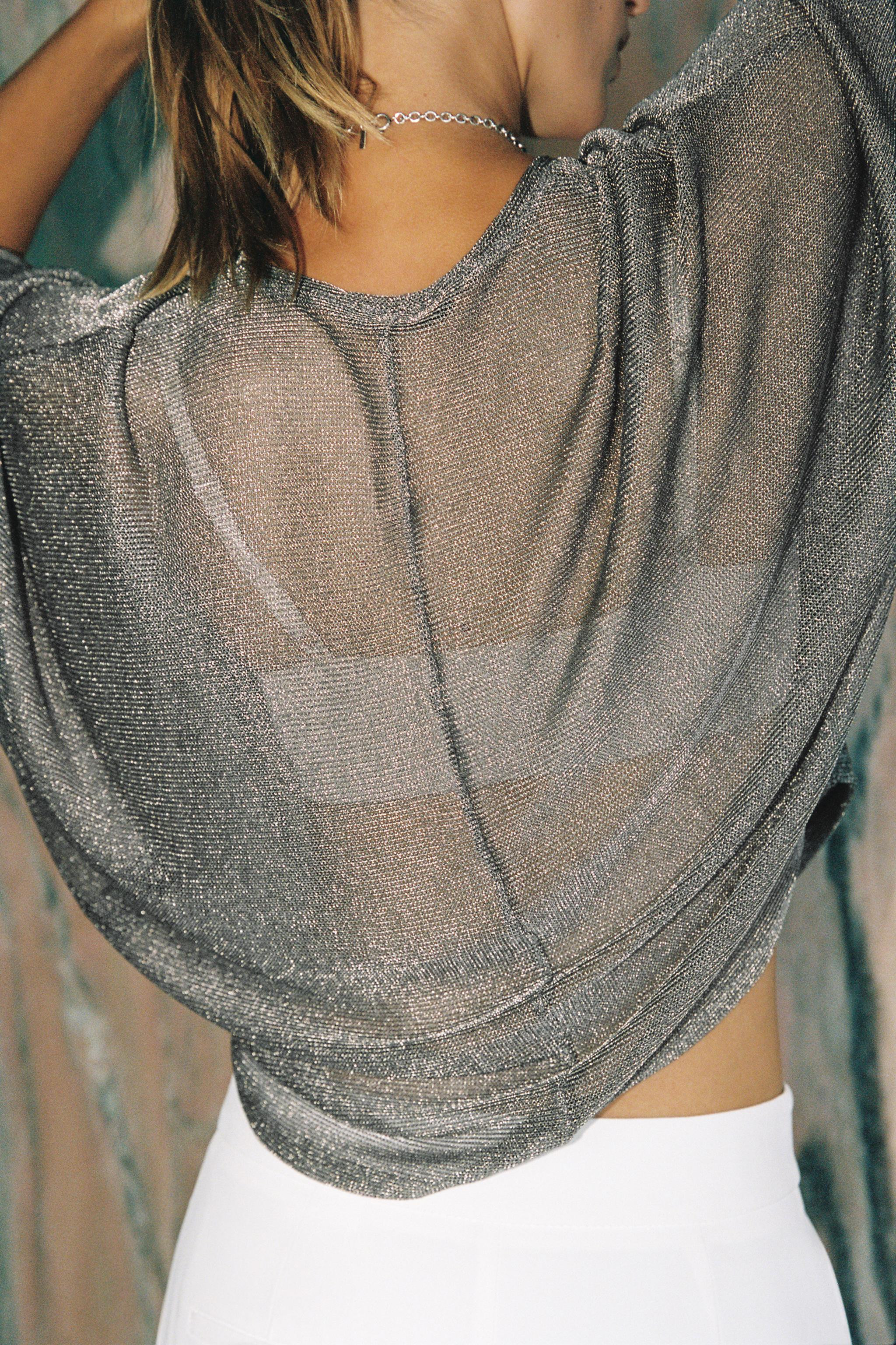 METALLIC THREAD TOP | Zara US