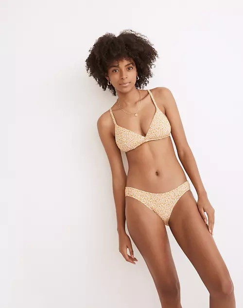 Madewell Second Wave Floral Jacquard Tie-Back Bikini Top | Madewell