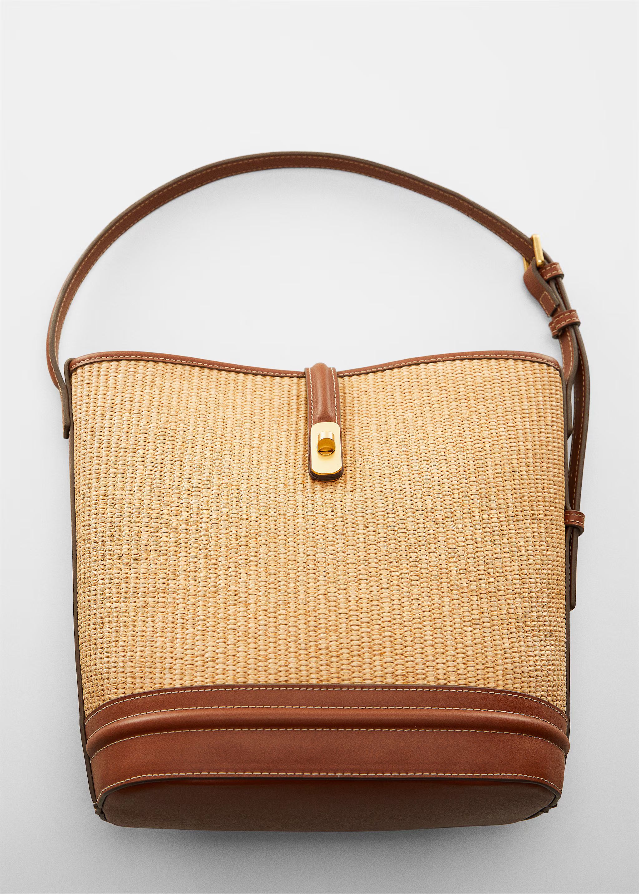 Raffia-effect bucket bag | MANGO (US)