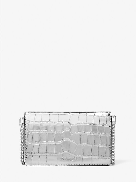 Jet Set Medium Metallic Crocodile Embossed Leather Crossbody Bag | Michael Kors US