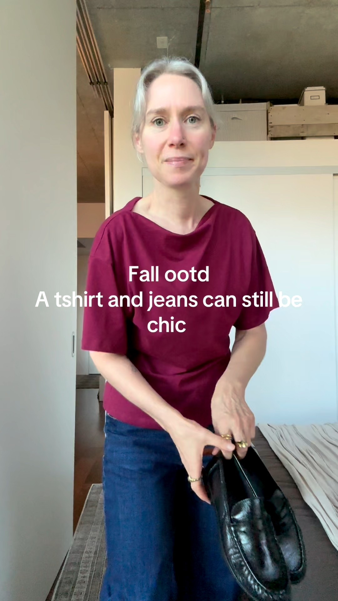 Love this tshirt from H&M! The cinched waist makes it look so chic! And my favorite wide leg jeans from H&M are so comfortable I wear them all the time. 

#LTKfall #LTKjeans #LTKcanada