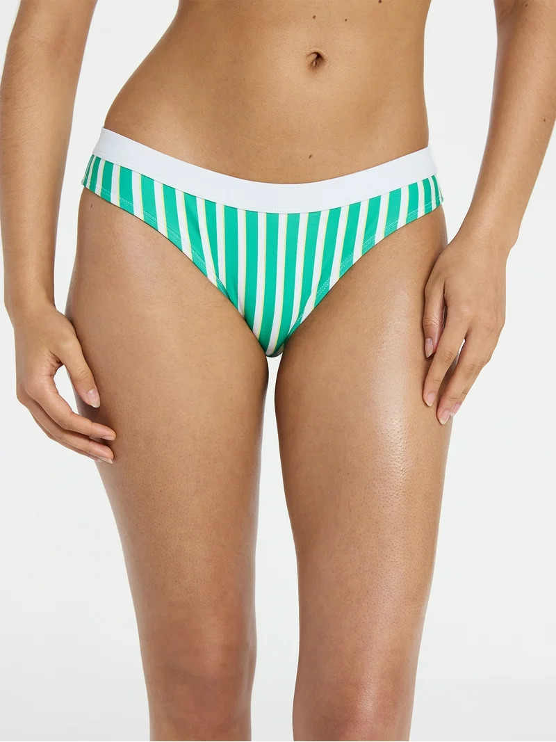 No Boundaries Sporty Striped Low-Rise Bikini Bottoms, Women’s XXS-XXL | Walmart (US)