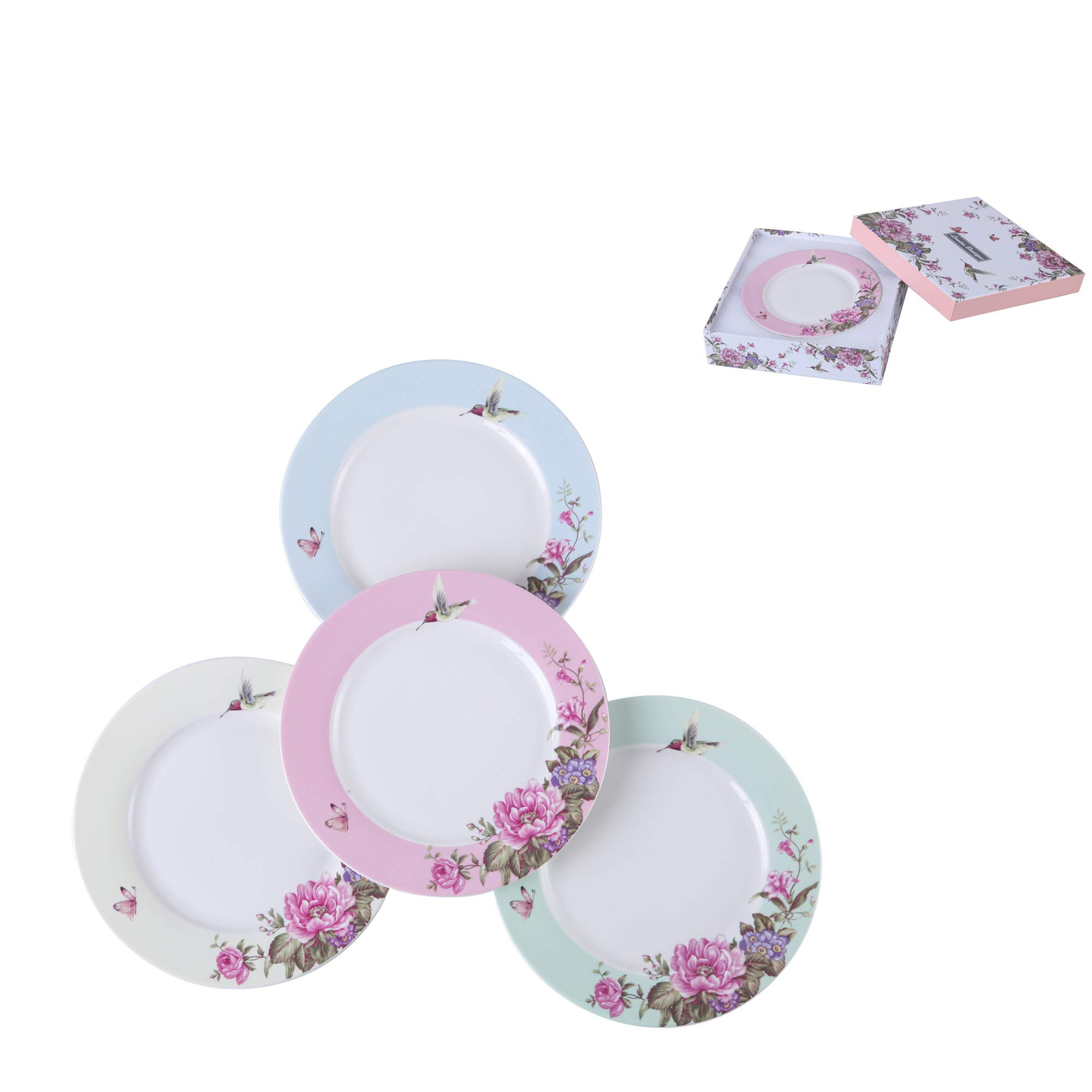 London Boutique Porcelain Side Dessert Plates 7 Inches Wide Rimmed Shabby Chic Vintage Bird Butte... | Amazon (US)
