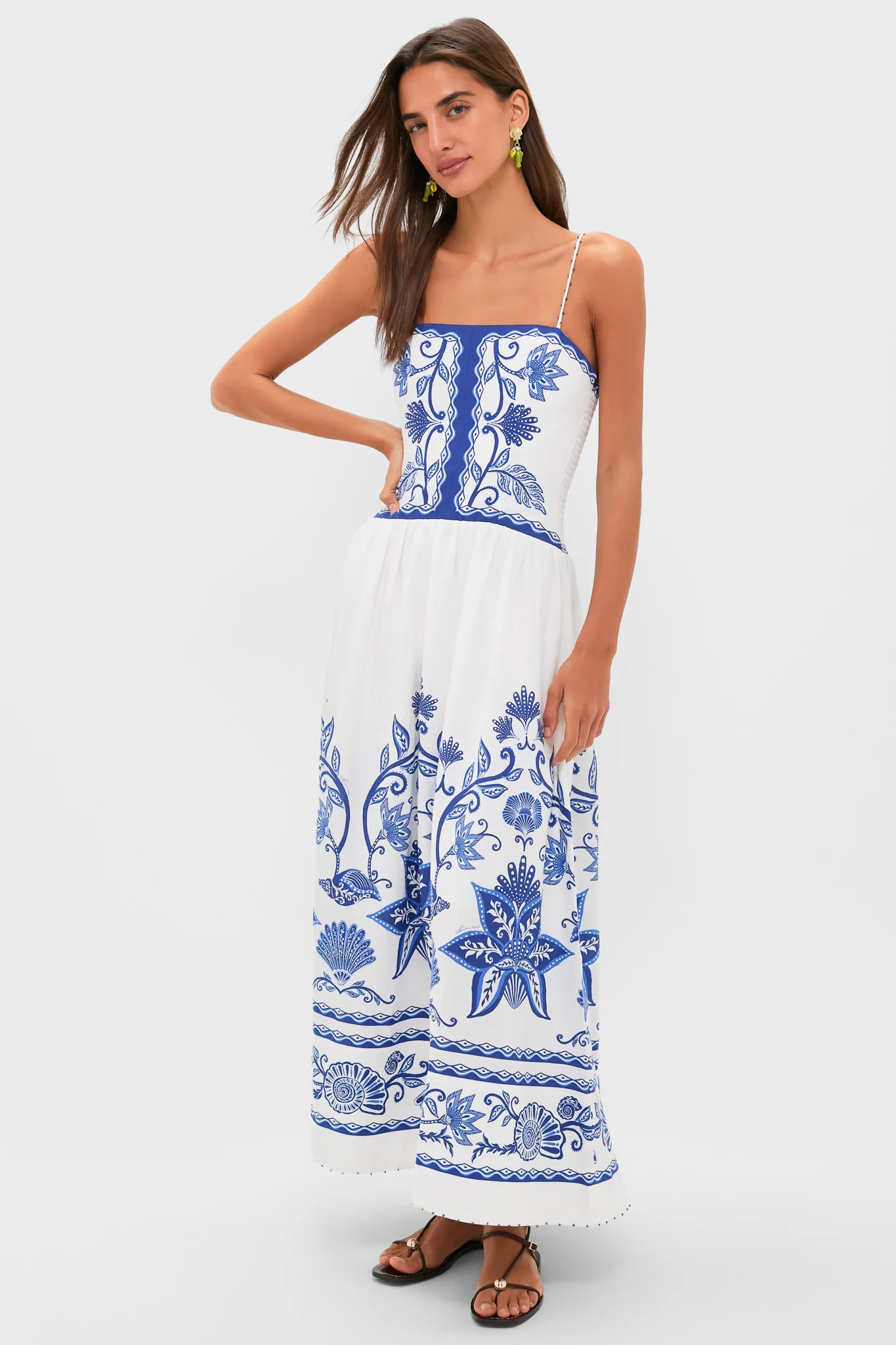 Shell Garden Off-White Sleeveless Midi Dress | Tuckernuck (US)