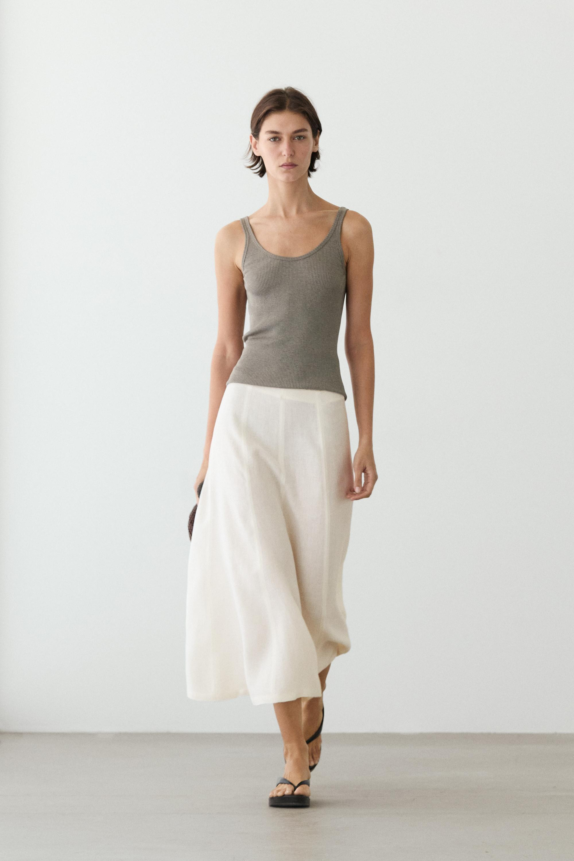 Midirock fließend 100% Leinen | Massimo Dutti DE