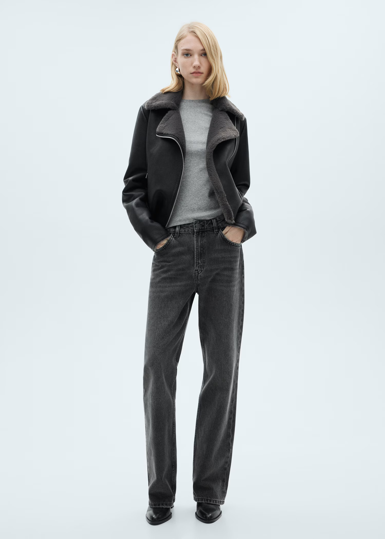 Jacket with shearling-effect lining - Women | MANGO USA | Mango (US/MX/AU)