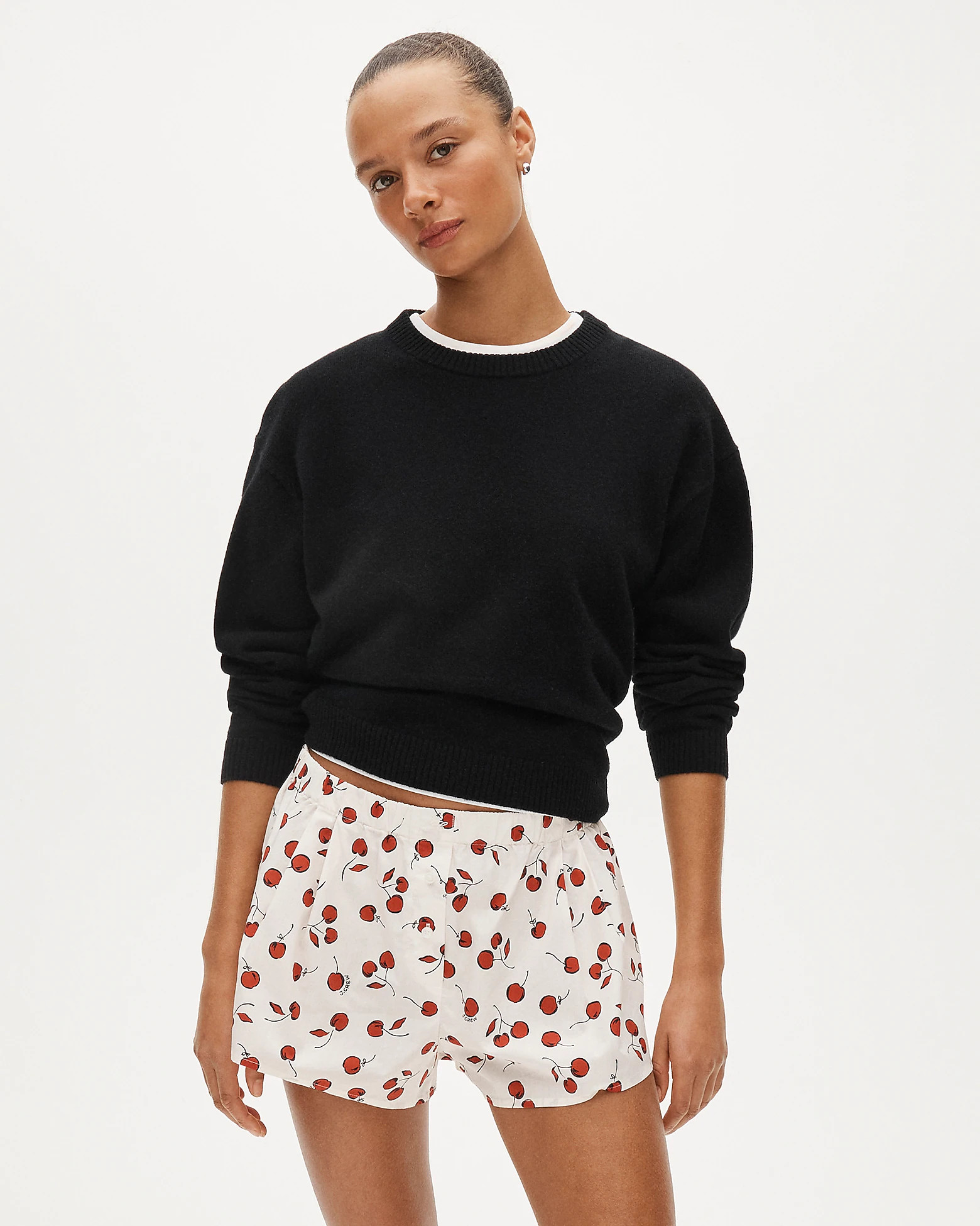 Cotton poplin boxer short in cherry print | J. Crew US