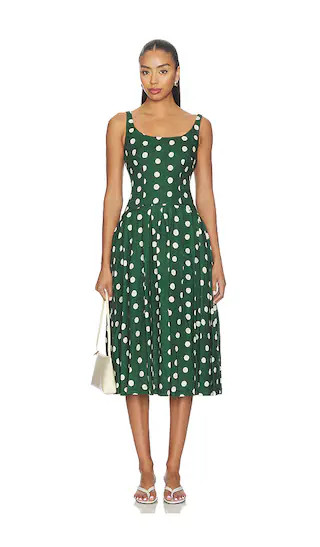 Regio Midi Dress in Polka Dot Green | Revolve Clothing (Global)