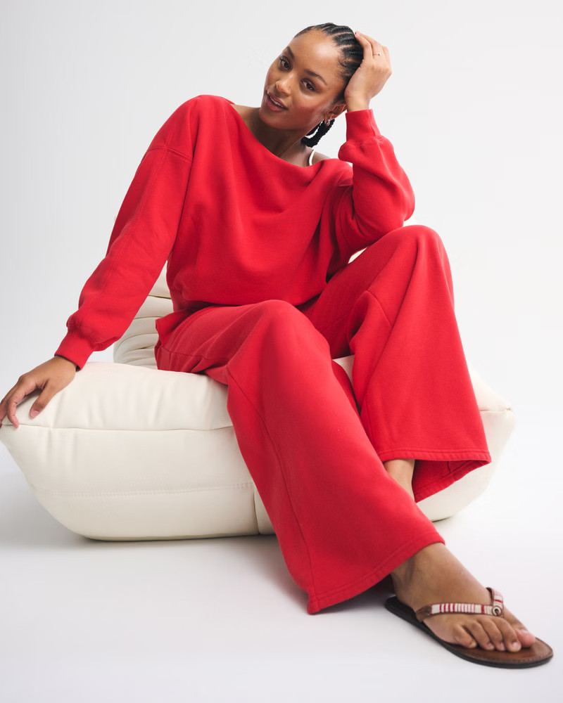 Women's High Rise Sunday Wide Leg Sweatpant | Women's 20-50% Off All Sweatshirts & Sweatpants | A... | Abercrombie & Fitch (US)