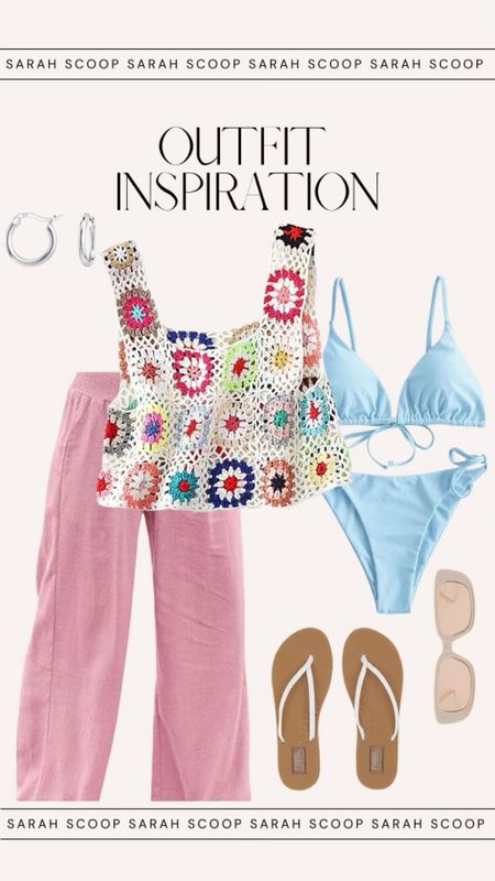 Spice up a classic triangle bikini with a cute crochet top & a comfy wide leg pant! 🌸

#LTKstyletip #LTKFind #LTKfit