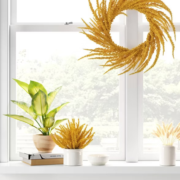 20" Artificial Goldenrod Wreath Yellow - Threshold™ | Target