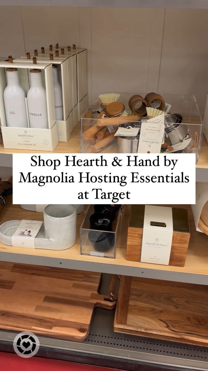 Holiday Entertaining with Magnolia Hearth & Hand rustic host/hostess kitchen essentials at Target.

Wood serving boards, mixing bowls, stoneware oil & vinegar cruets, rolling pins, cookie cutters, bowls, domed pedestal cake stand, and more.

#LTKhome #LTKVideo #LTKHoliday