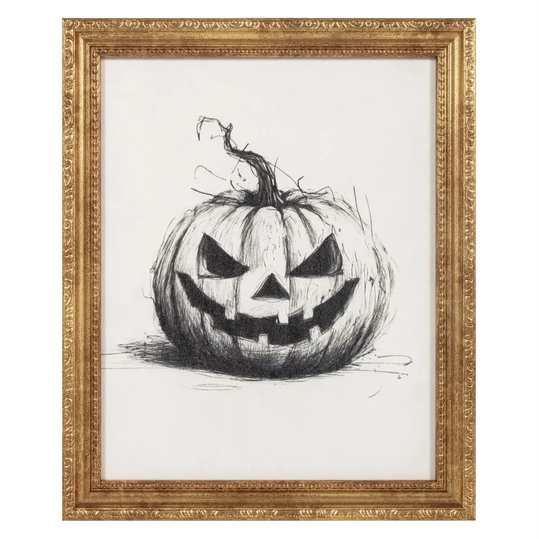 My Texas House Framed Halloween Black and White Pumpkin Art Print 9x11 | Walmart (US)
