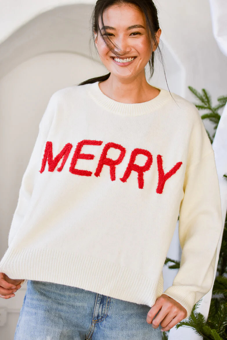 Pride and Joy Cream Merry Pullover Sweater | Confête
