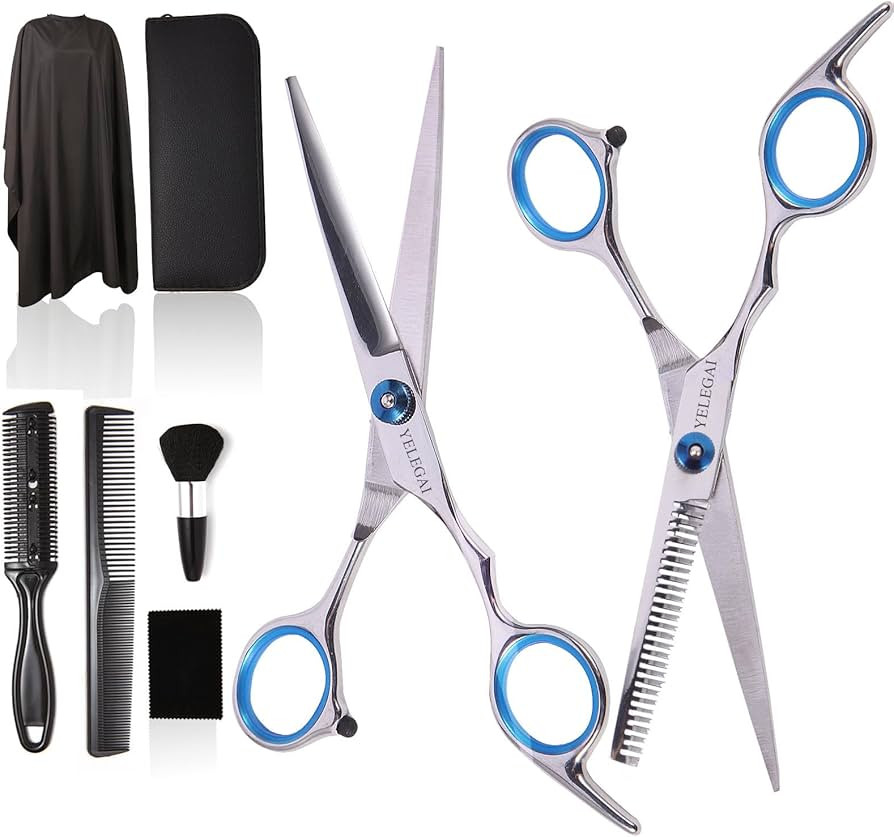 Hair Cutting Scissors Kit,11 Pcs Professional Haircut Scissors Kit with Cutting Scissors,Thinning... | Amazon (US)