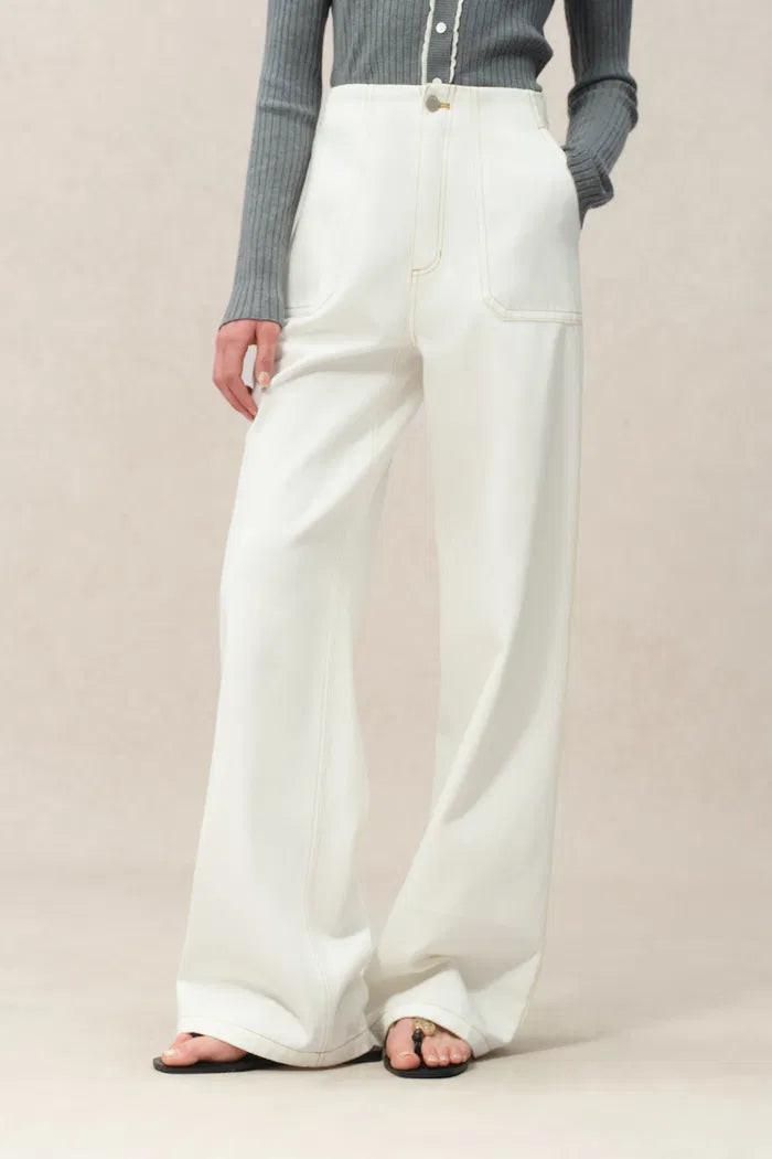 Vivian High Rise No Waistband Straight Leg Jeans in Lyocell Denim | Fabrique