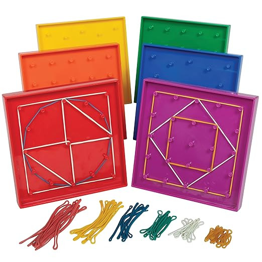 edxeducation Double-Sided Geoboard Set | Set of 6 with Rubber Bands | Ages 3+ | Math Resources, F... | Amazon (US)