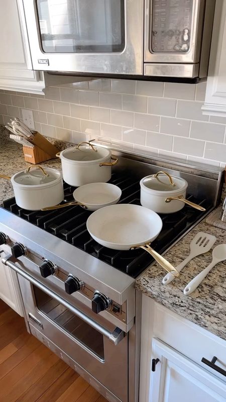 Pot and pan set, white pots, white pans, Walmart finds, white cookwear 
