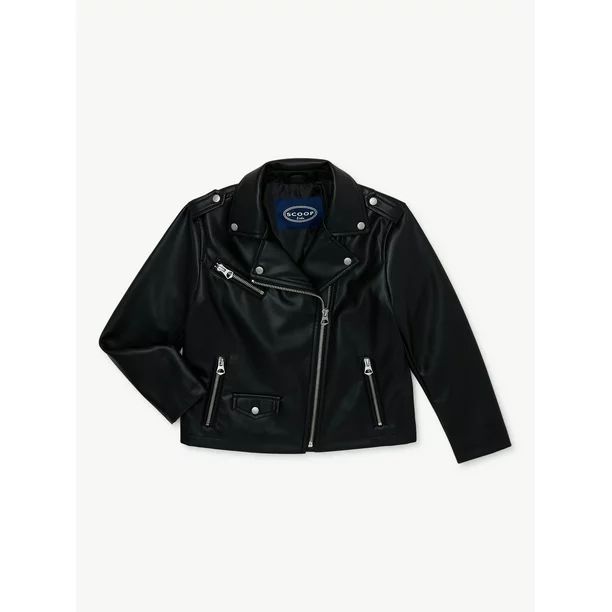 Scoop Girls Faux Leather Moto Jacket, Sizes 4-12 - Walmart.com | Walmart (US)