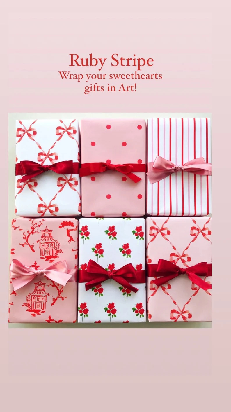Wrapping Paper: Red Parisian Bows gift Wrap Birthday - Etsy | Etsy (US)