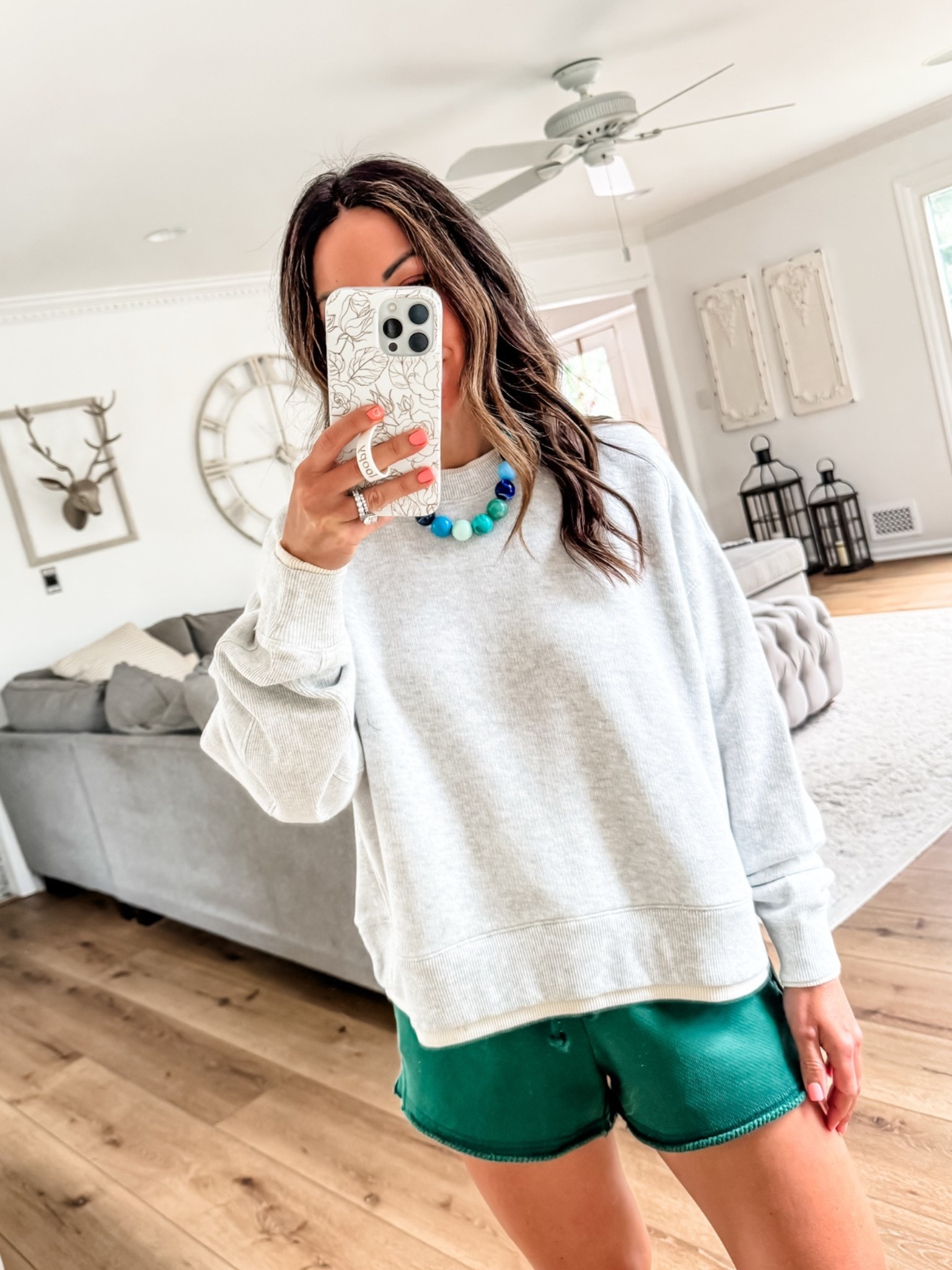 Small layered sweatshirt. Short small.

#LTKOver40 #LTKSaleAlert