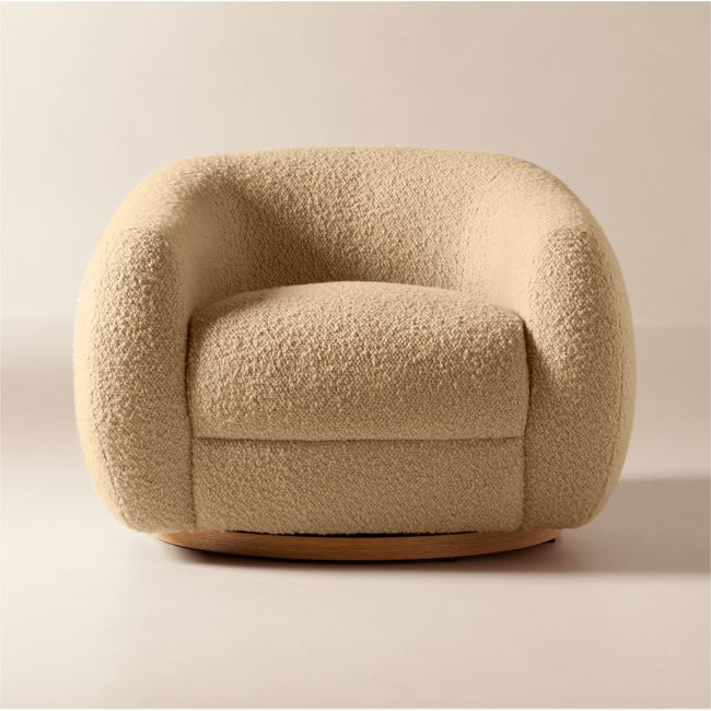 Laszlo Camel Brown Boucle Swivel Chair | CB2