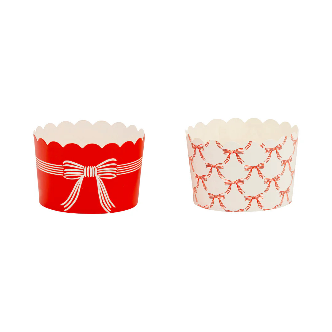 JUMBO Red Cream Bows 8 oz Baking Cups (40 ct) | My Mind's Eye