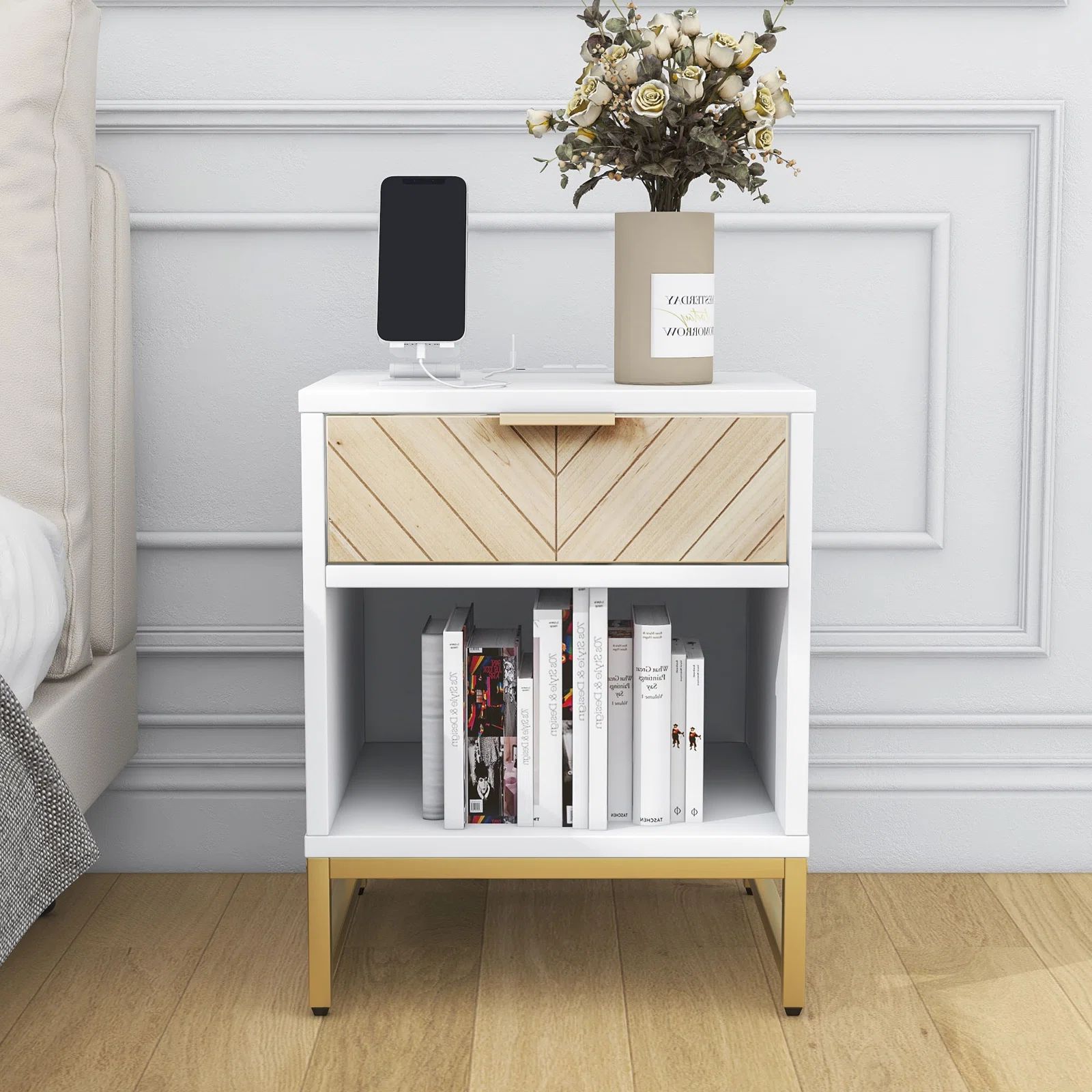 Nightstand with USB Charging Station and Drawer | Wayfair North America