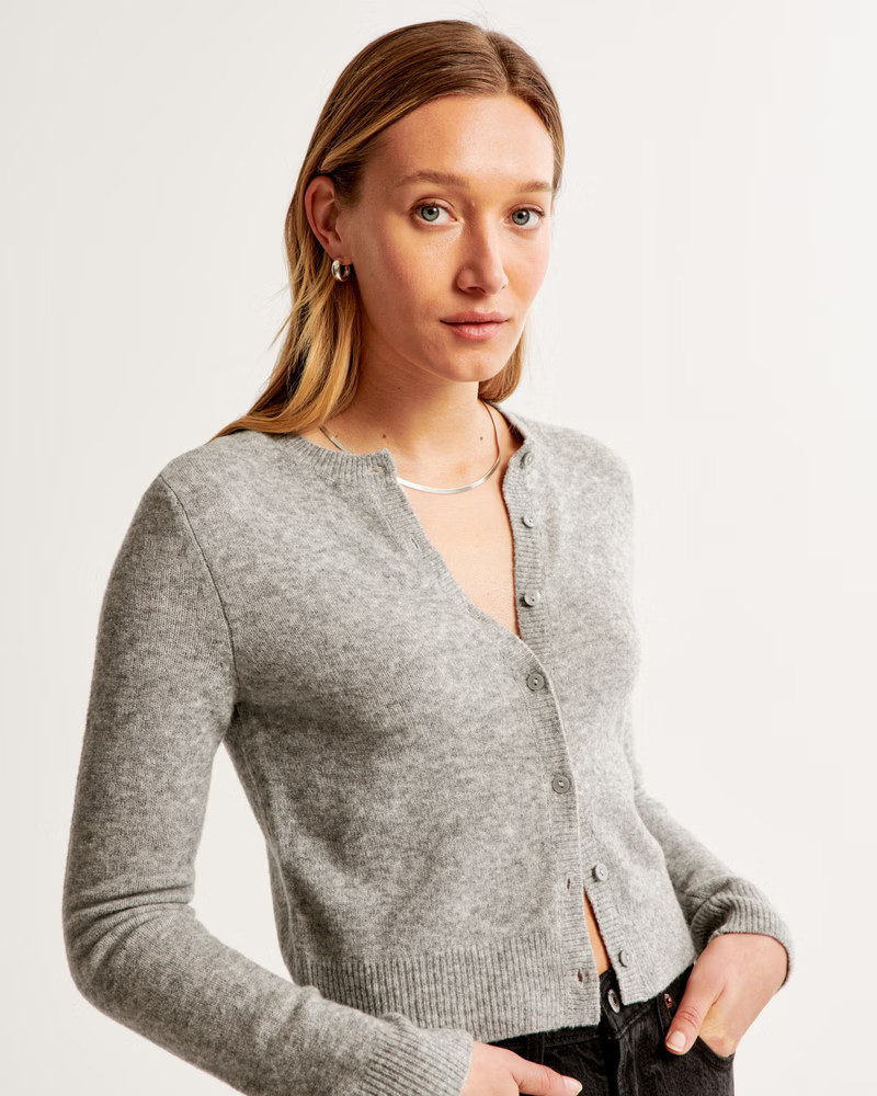 Merino Wool-Blend Slim Crew Cardigan | Abercrombie & Fitch (US)