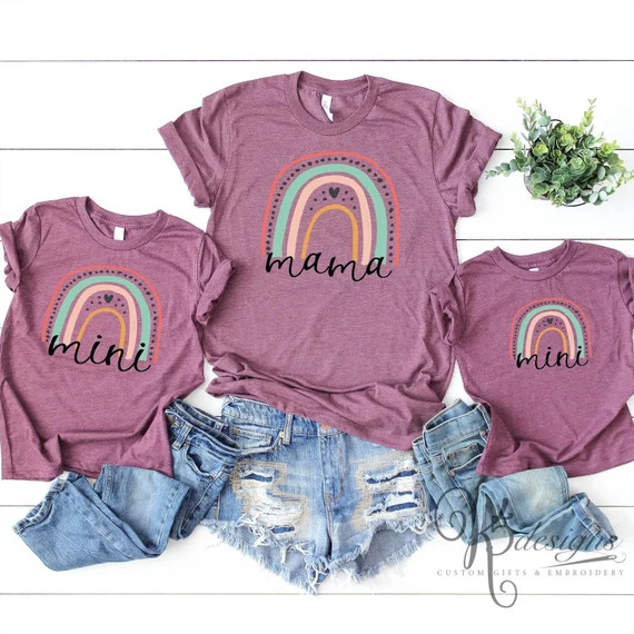 Mom Shirt / Mommy and Me Shirt / Mama & Mini / Rainbow Matching Outfits / Matching Shirts / Rainb... | Etsy (US)