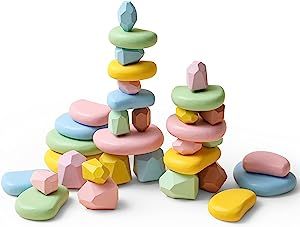 OESSUF 34PCs Stacking Rocks Balancing Stacking Stones Wooden Stacking Toys Wooden Stone Stacking ... | Amazon (US)