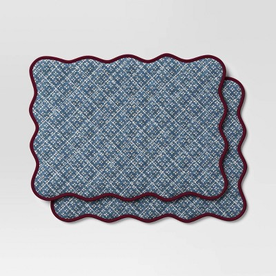 2pk Reversible Placemat Scallop Blue - Threshold™ | Target
