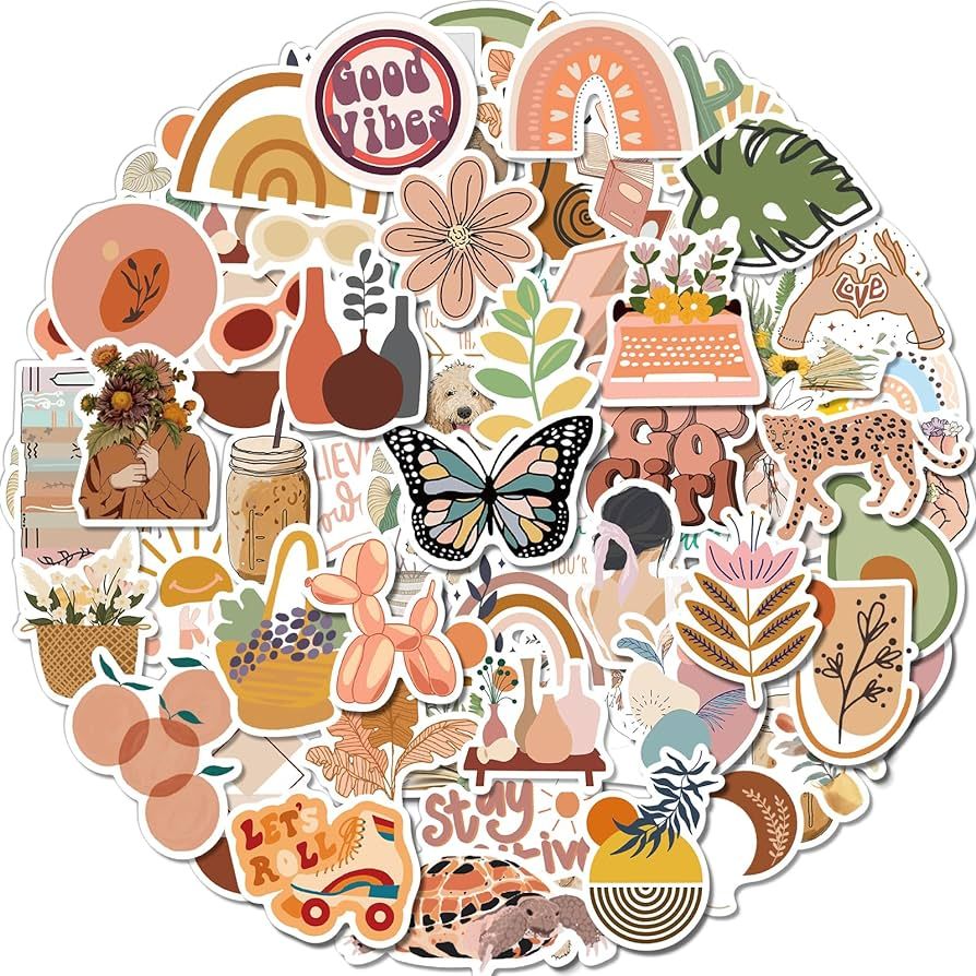 Benresive 50 Pcs Cute Stickers for Teens, Water Bottle Stickers, Preppy Boho Aesthetic Sticker Pa... | Amazon (US)